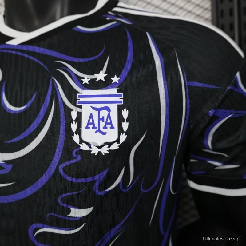 Player Version 2026 Argentina Third Black with Artistic Swirl Pattern Jersey