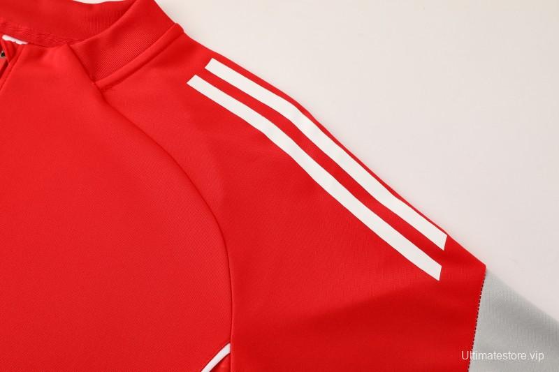 25/26  Adidas Red/White Full zipper Jacket Tracksuit+ long pants