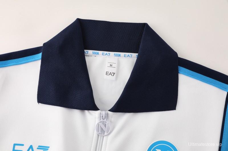 25/26 SSC Napoli White  Full zipper Jacket Tracksuit+ long pants