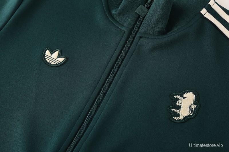 25/26  Juventus Retro Dark Green  Full zipper Jacket Tracksuit+ long pants