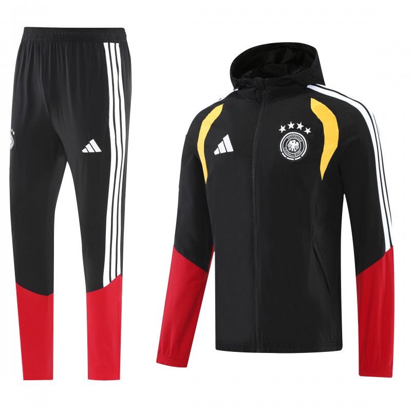 2026 Germany Hoodie Black Full Zipper Windbreaker + Long Pants