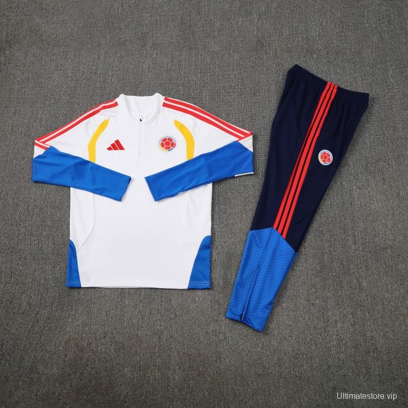 26/27  Colombia White  Half Zipper Jacket Tracksuit  + Long Pants