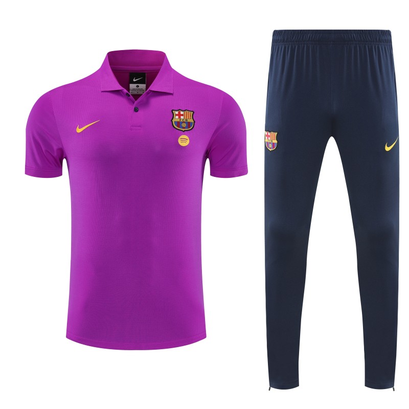 26/27 Barcelona  Purple  Polo Training Shirt + Navy Blue Long Pants Tracksuit