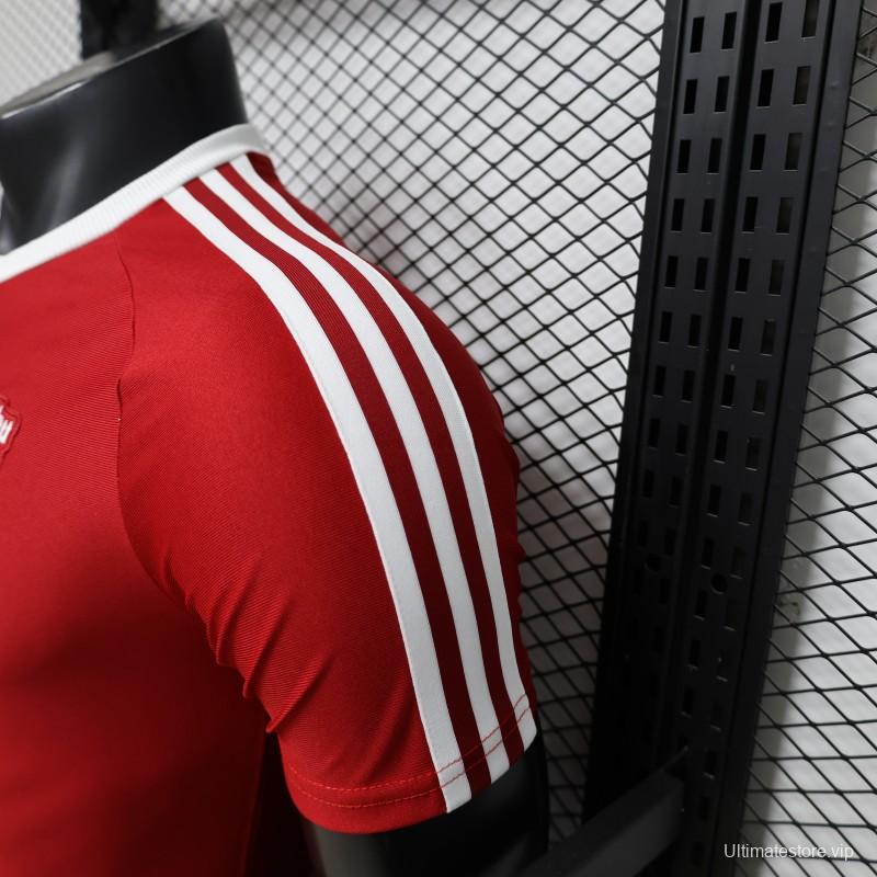 Player Version 26/27 Manchester United Red with White Three-Stripe Shoulders Jersey