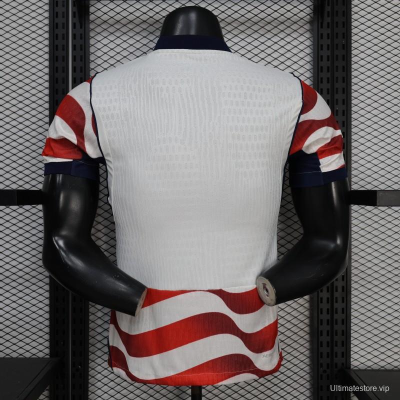 Player Version 2026 USA Home Red & White Stripe  Jersey