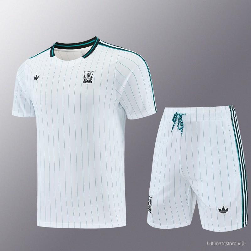 26/27  Liverpool White Short Sleeve+Soccer Shorts