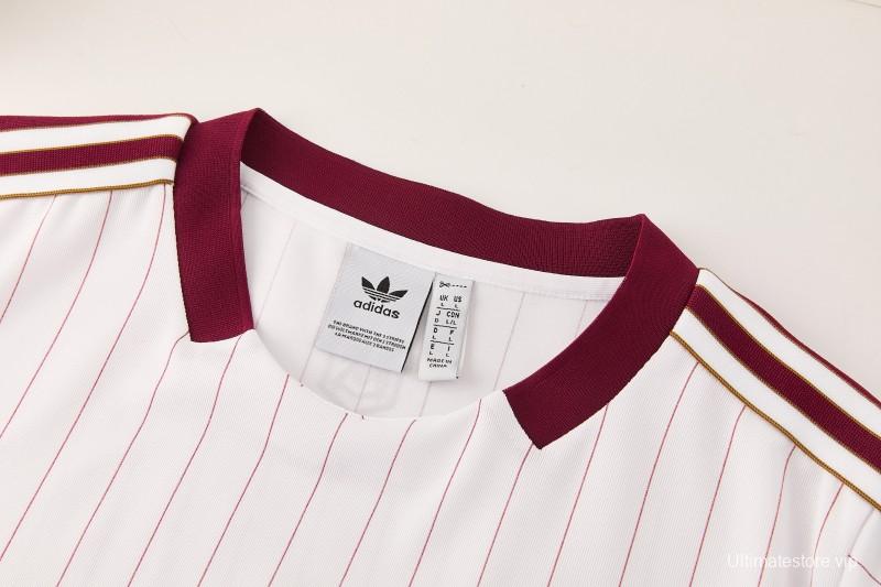 26/27 Arsenal  White Pinstripe Short Sleeve+Soccer Shorts