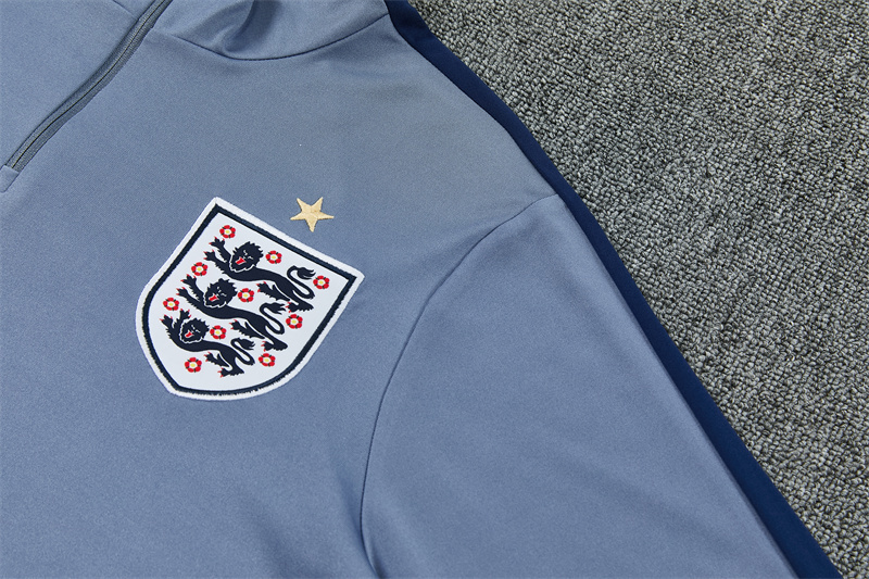 2026 England Grey Half Zipper Jacket Tracksuit + Navy  Blue Long Pants (Nike)