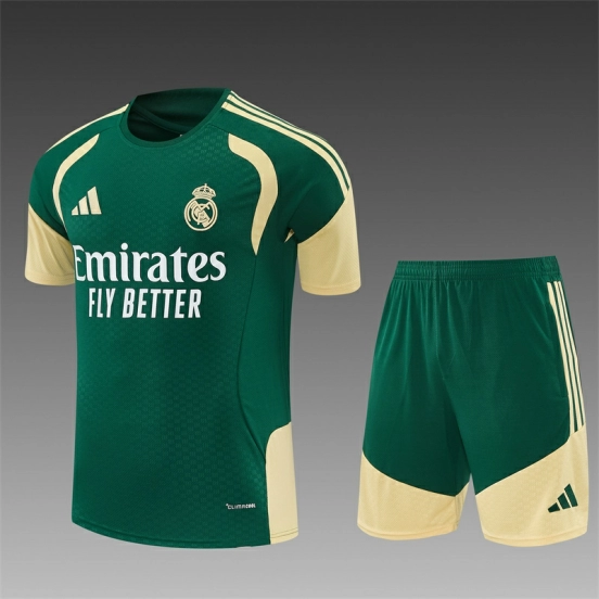 2026 Real Madrid Green & Cream  Short Sleeve+Soccer Shorts