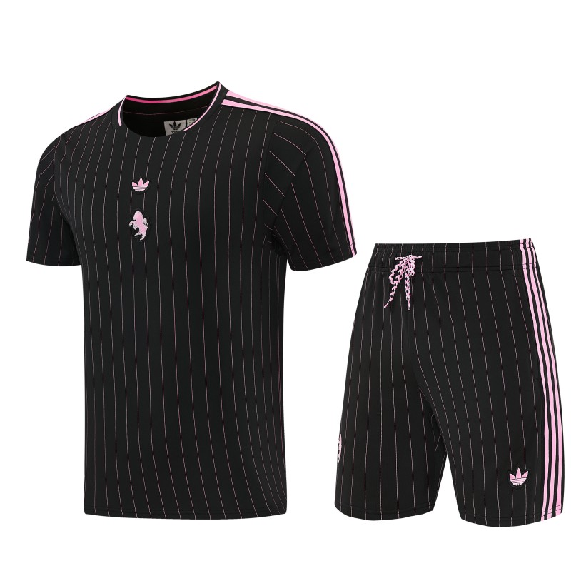 2026/27 Inter Miami CF Black Pinstripe Short Sleeve+Soccer Shorts