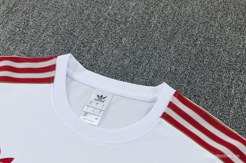 26/27 Arsenal White & Red Short Sleeve Tracksuit + Long Pants