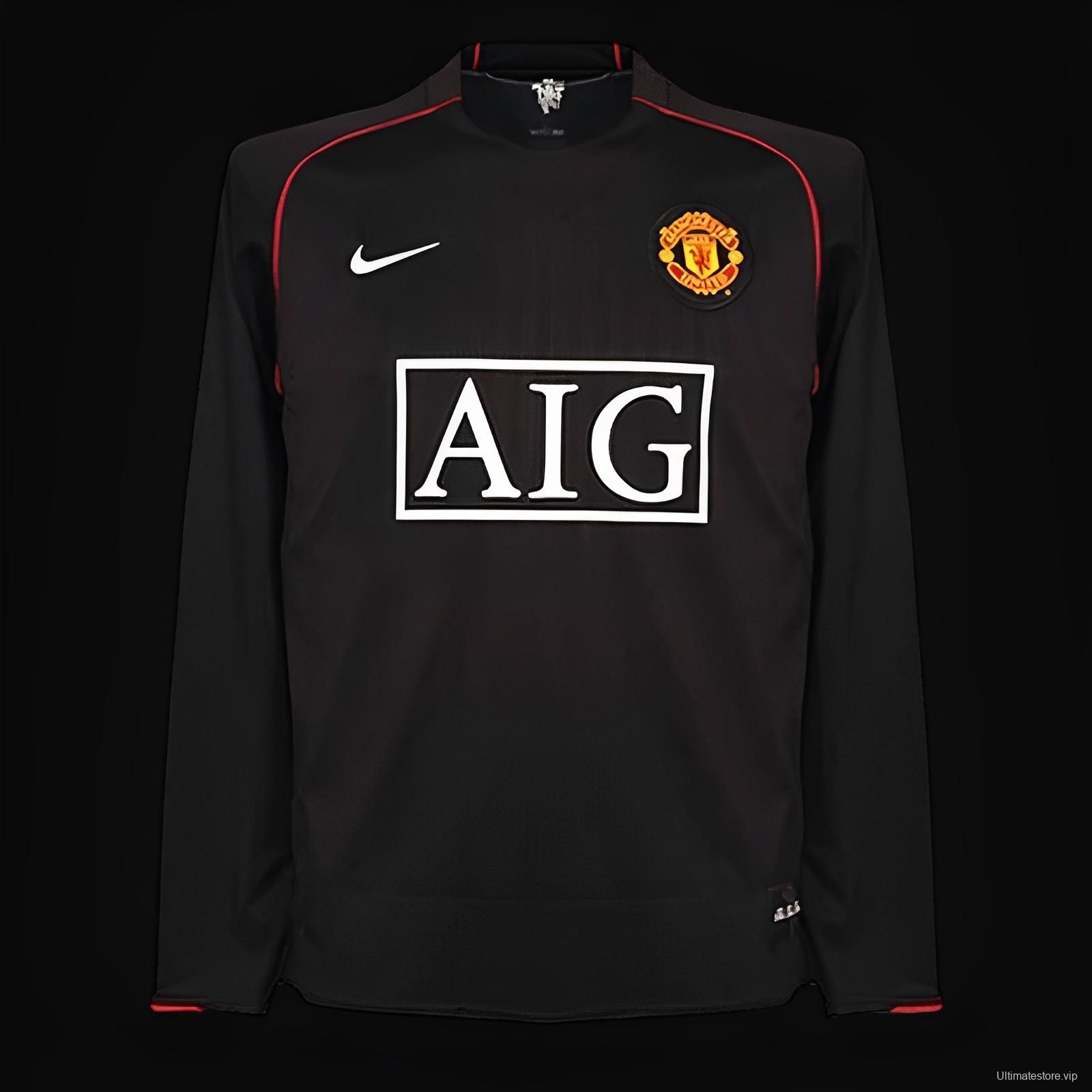 Retro 07/08 Manchester United Away Black Long Sleeve Jersey