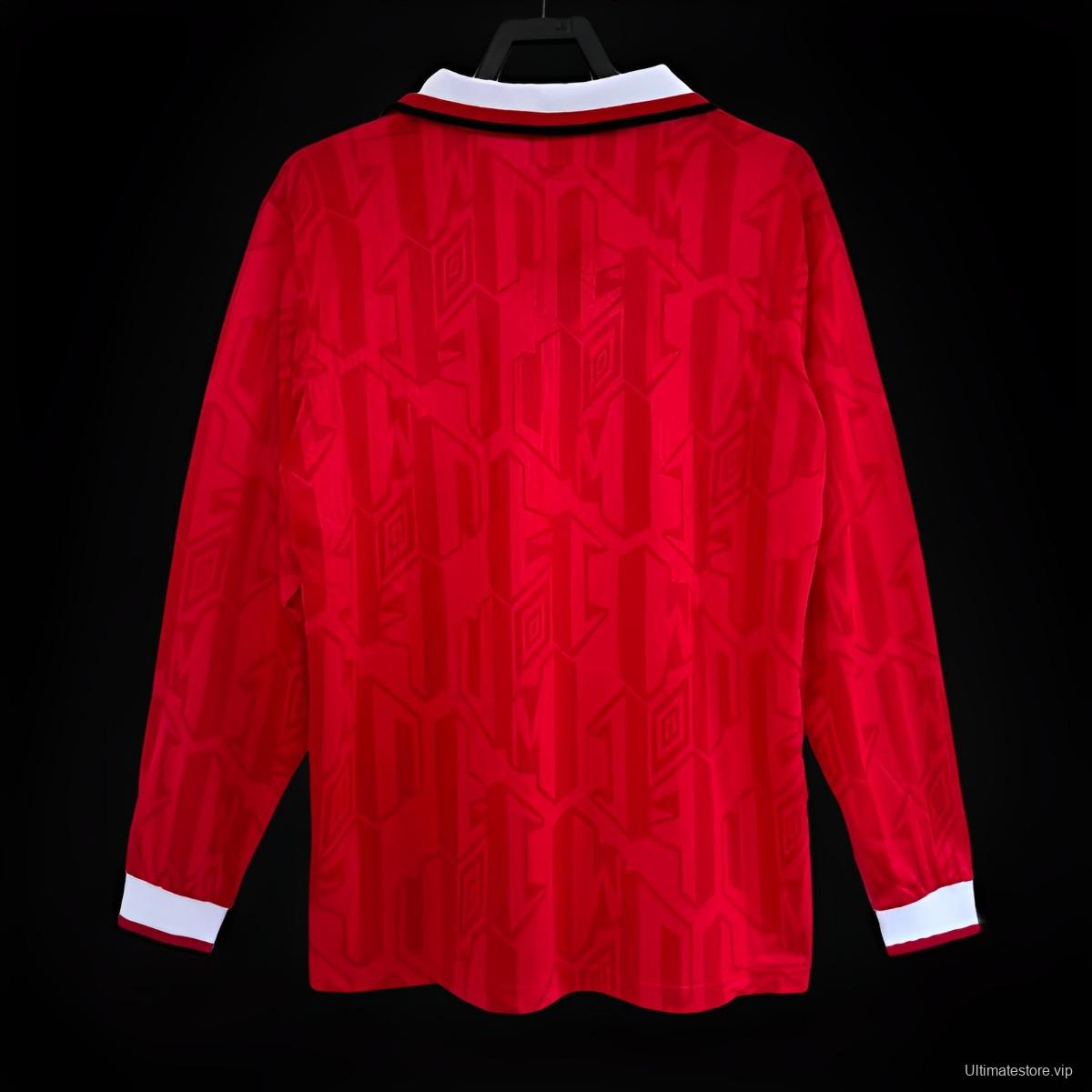 Retro 93/94 Manchester United Home Long Sleeve Jersey