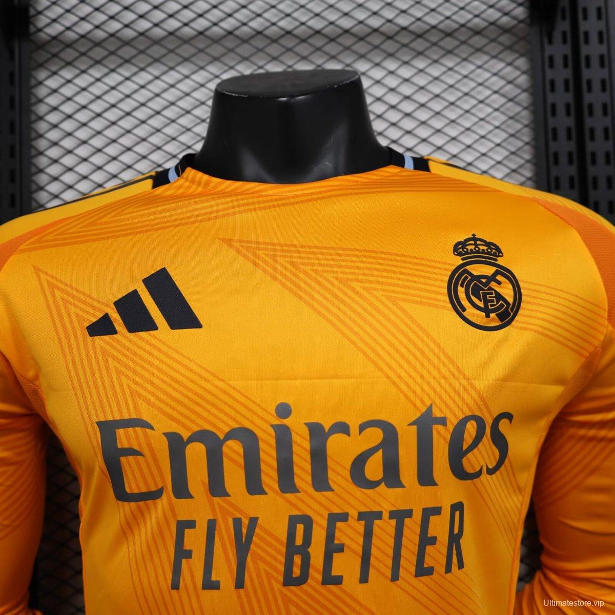 Player Version 24/25 Real Madrid Away Orange Long Sleeve Jersey