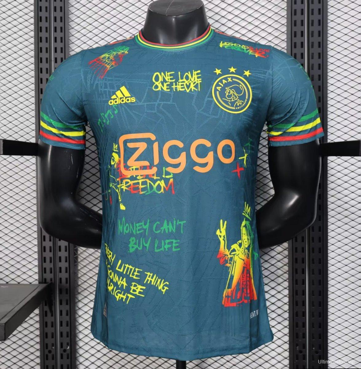 25/26 Ajax Navy Blue with Bob Marley Tribute Jersey