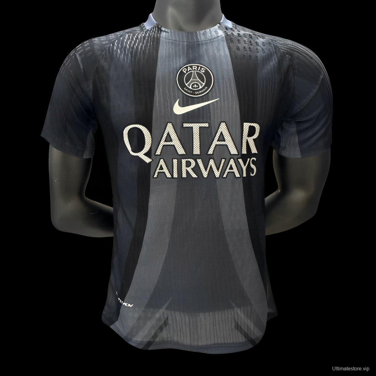 Player Version 25/26 PSG Black with Vertical Stripe Pattern Jersey