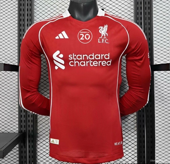 Liverpool 25/26 Long Sleeved Home Player Version Diogo J 20 Limited Edition