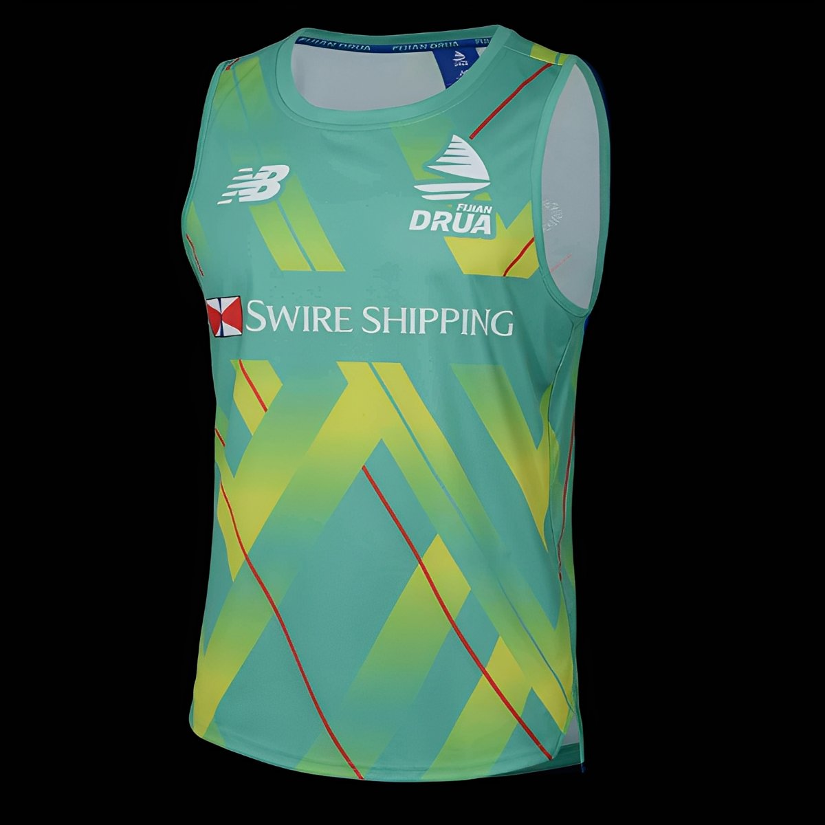 25/26 Fijian Drua Turquoise/Green with Yellow Geometric Pattern Training Vest