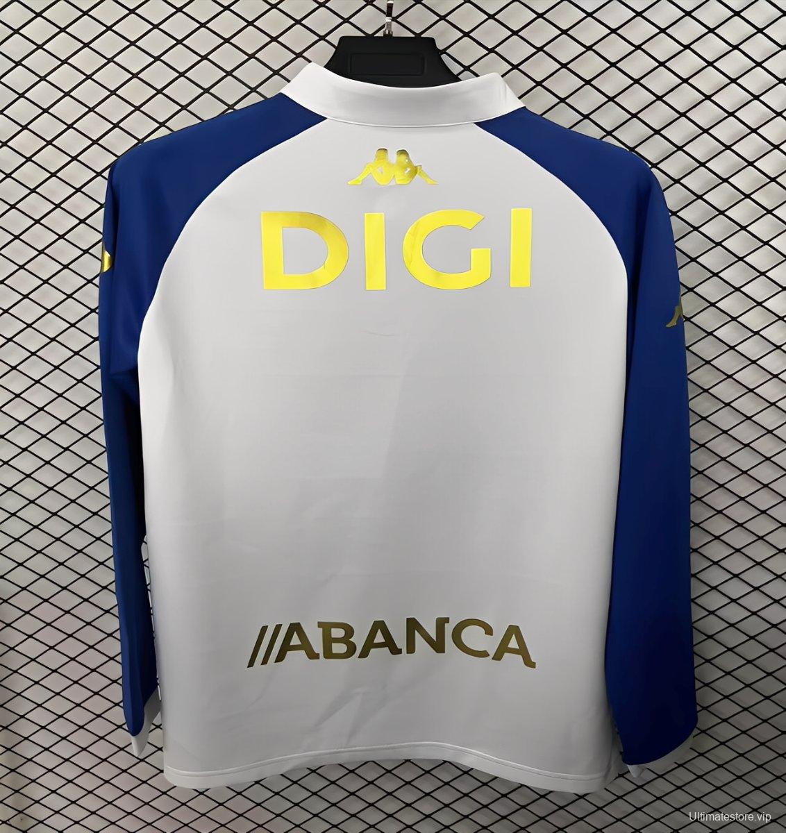 25/26 Deportivo La Coruna White with Blue Half Zipper Jacket