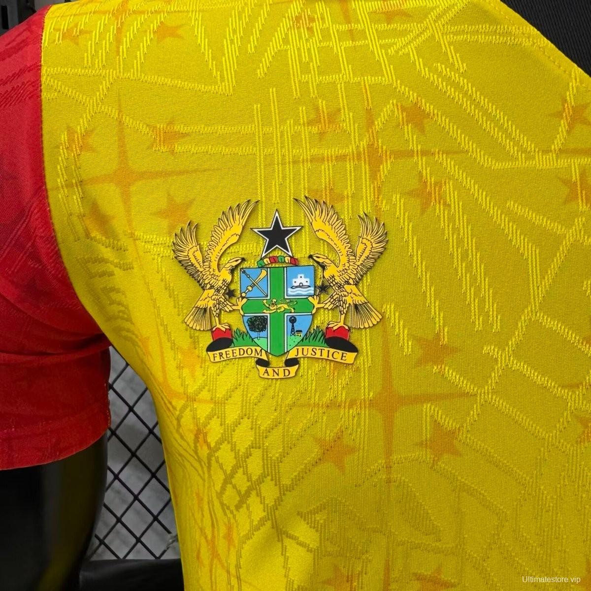 Player Version 2026 Ghana White with Black Star and Yellow Sleeves Jersey
