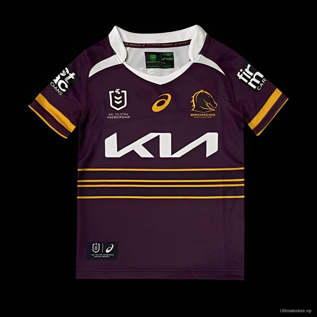 25/26 Kids Brisbane Broncos Maroon with Gold Stripes Jersey