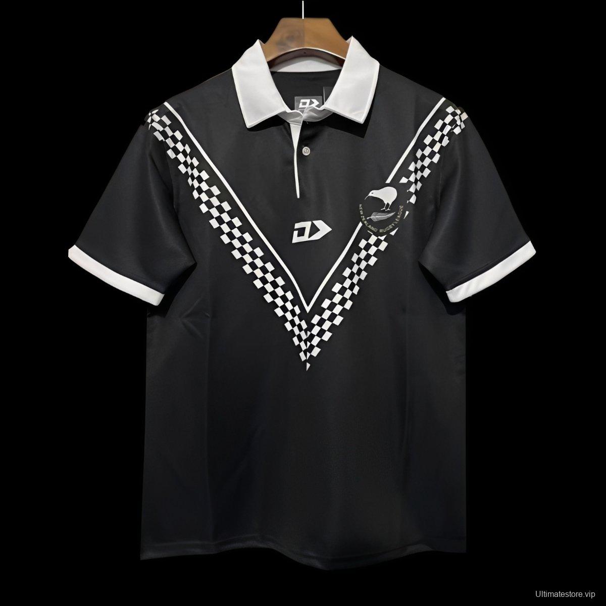 2024 New Zealand Kiwis Black with Checkerboard V Pattern Jersey