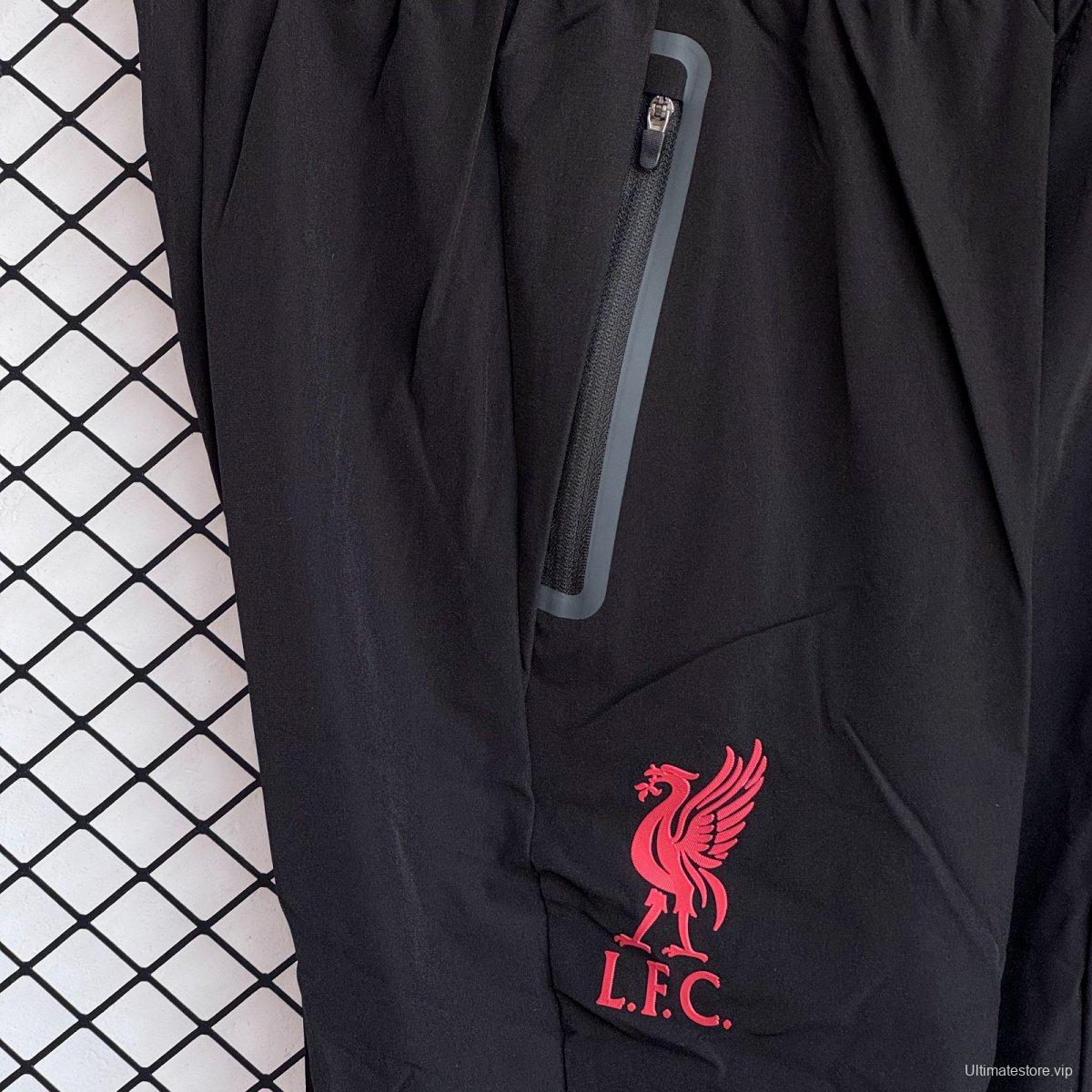 25/26 Liverpool Black/Red Full Zipper Windbreaker + Long Pants