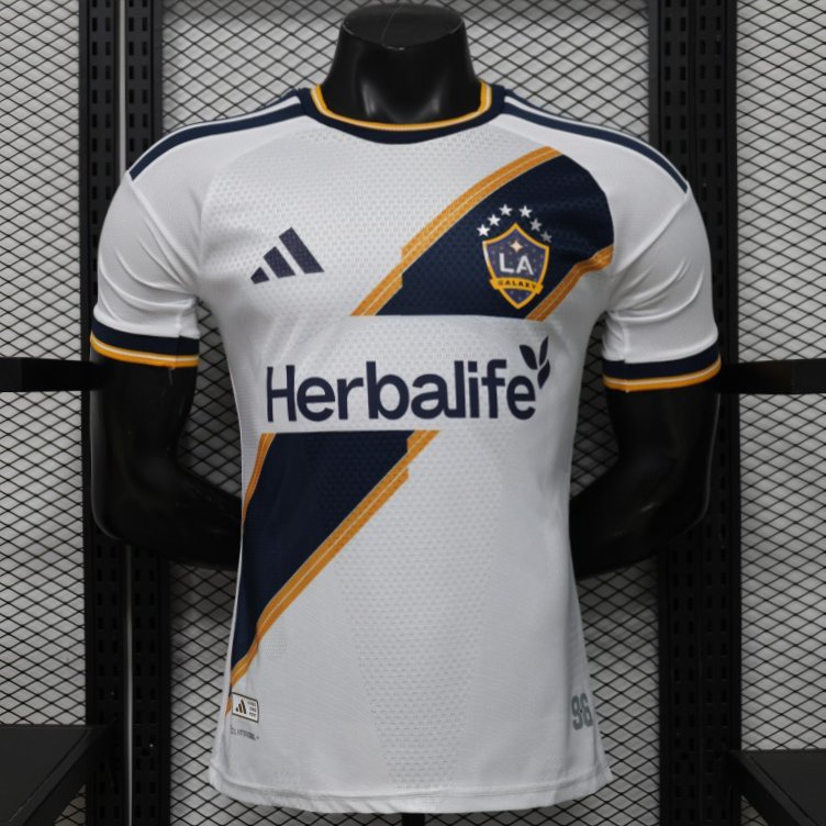Player Version 2026 LA Galaxy Home White with  Gold Diagonal Sash Jersey