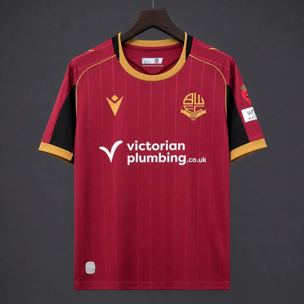 26/27 Bolton Wanderers Away Maroon‑Gold Jersey