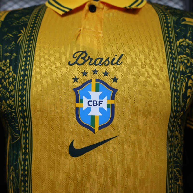 Player Version 2026 Brazil National Team Home Tropical Pattern Jersey